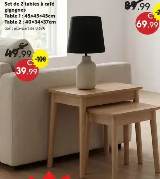 Set de 2 tables à café gigognes Abana