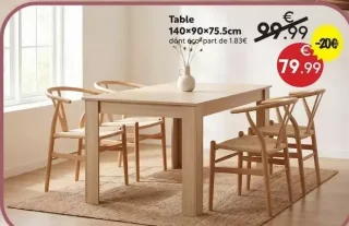 Table Abana 140x90x75.5cm