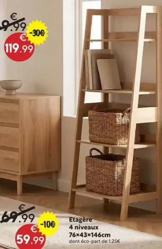 Etagère 4 niveaux Abana 76x43x146cm