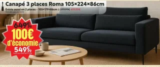 Canapé 3 places Roma 105x224x86cm