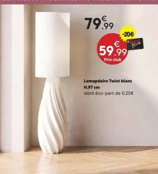 Lampadaire Twist blanc H.97 cm