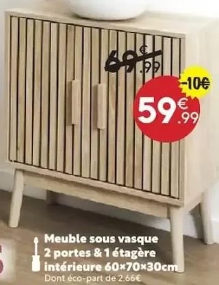 Meuble sous vasque 2 portes & 1 étagère intérieure Collection Klaus