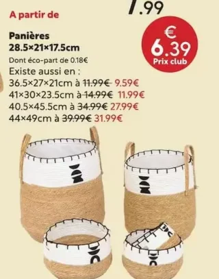 Panières 28.5x21x17.5cm