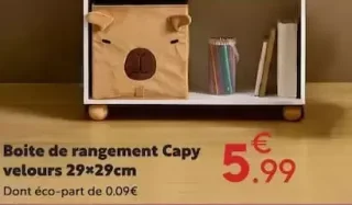 Boite de rangement Capy velours 29×29cm