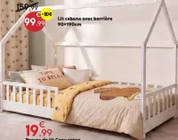 Lit cabane avec barrière 90×190cm