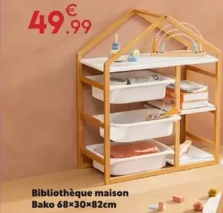 Bibliothèque maison Bako 68×30×82cm
