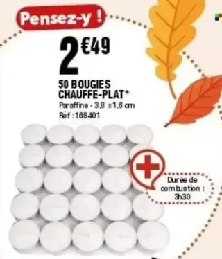 50 Bougies chauffe-plat