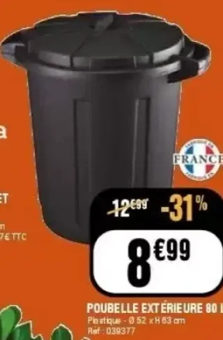 Poubelle extérieure 80 L