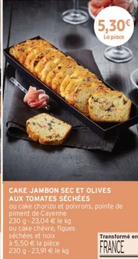 Cake jambon sec et olives aux tomates séchées