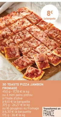 30 toasts pizza jambon fromage