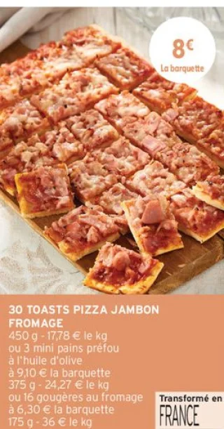 30 toasts pizza jambon fromage