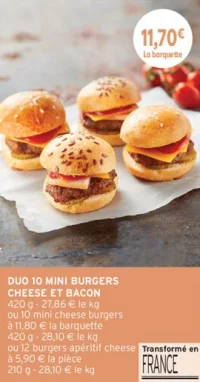 Duo 10 mini burgers cheese et bacon