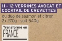 12 Verrines Avocat et Cocktail de Crevettes ou duo de saumon et citron