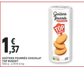 Goûters fourrés chocolat Top Budget