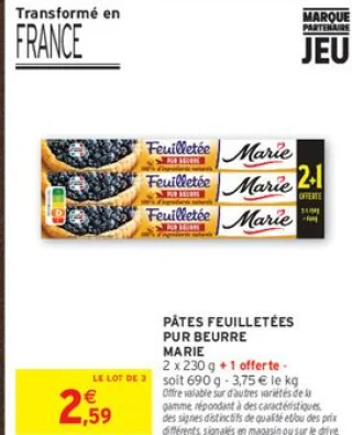 Pâtes feuilletées pur beurre Marie