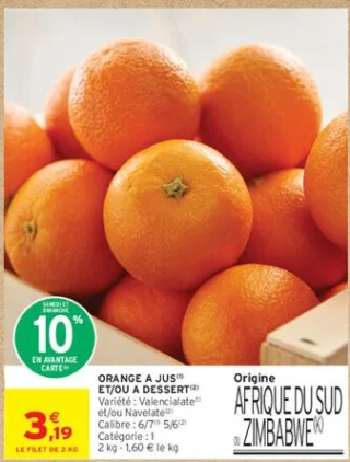 Orange à jus et/ou à dessert