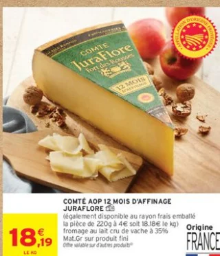 COMTÉ AOP 12 MOIS D'AFFINAGE JURAFLORE