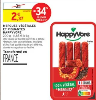 Merguez végétales et piquantes HappyVore