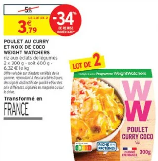 Poulet au curry et noix de coco Weight Watchers