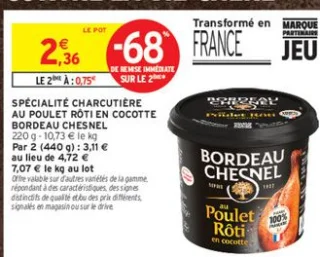 Spécialité charcutière au poulet rôti en cocotte Bordeau Chesnel