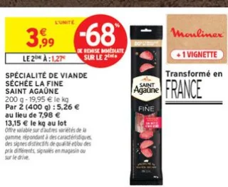 Spécialité de viande séchée la fine Saint Agaûne