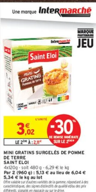 Mini gratins surgelés de pomme de terre Saint Eloi
