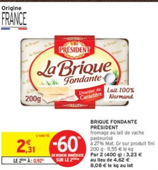 Brique fondante Président