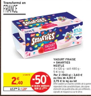 YAOURT FRAISE + SMARTIES NESTLE
