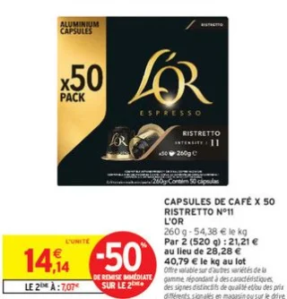 Capsules de café x 50 Ristretto N°11 L'OR