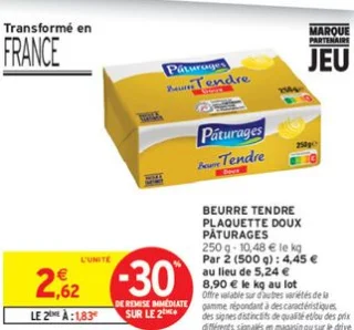 Beurre Tendre Plaquette Doux Pâturages