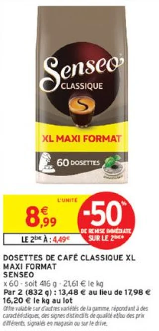 Dosettes de café classique XL Maxi Format Senseo