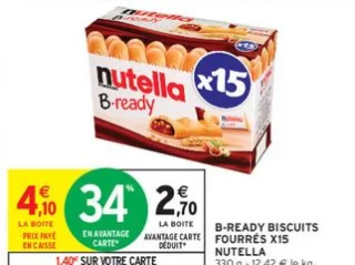 Nutella B-ready biscuits fourrés x15