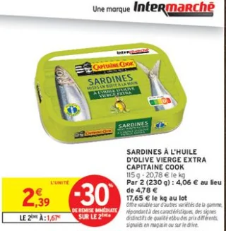 Sardines à l'huile d'olive vierge extra Capitaine Cook