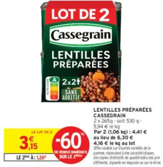 Lentilles préparées Cassegrain