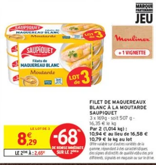 Filet de maquereaux blanc à la moutarde Saupiquet