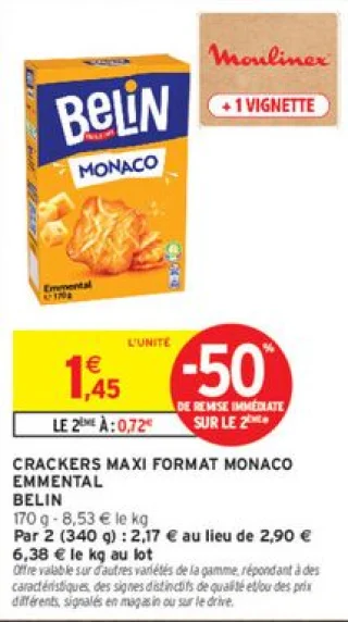 CRACKERS MAXI FORMAT MONACO EMMENTAL BELIN