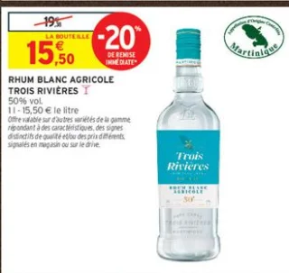 RHUM BLANC AGRICOLE TROIS RIVIÈRES
