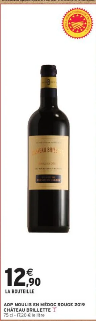 AOP MOULIS EN MÉDOC ROUGE 2019 CHÂTEAU BRILLETTE