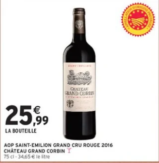 AOP SAINT-EMILION GRAND CRU ROUGE 2016 CHÂTEAU GRAND CORBIN