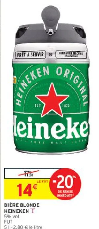 BIÈRE BLONDE HEINEKEN EN FÛT