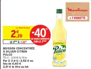 Boisson concentrée à diluer citron Pulco