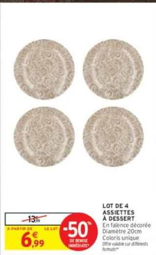 Lot de 4 assiettes à dessert