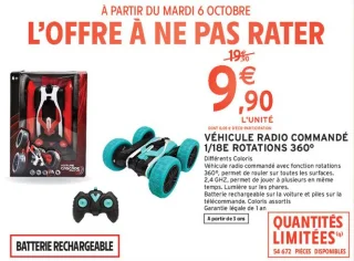 Véhicule radio commandé 1/18e rotations 360°