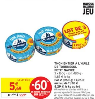 Thon entier à l'huile de tournesol Petit Navire