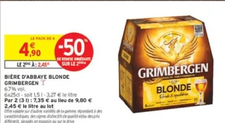 Bière d'abbaye blonde Grimbergen 6,7% vol.