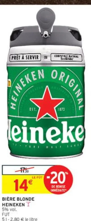 Bière blonde Heineken 5% vol.
