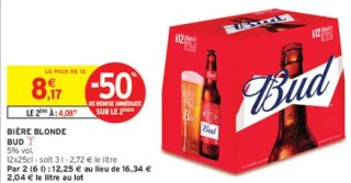 Bière blonde Bud 5% vol.