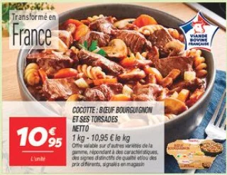 Cocotte : bœuf bourguignon et ses torsades 