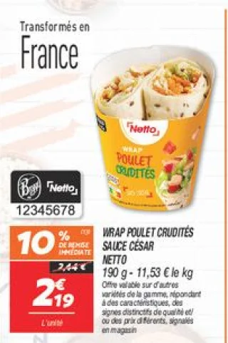 Wrap poulet  crudités sauce césar 