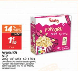 Pop corn sucré 
